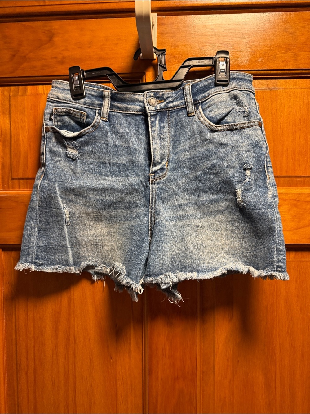 Judy Blue Light Blue Distressed High-Rise Denim Shorts
